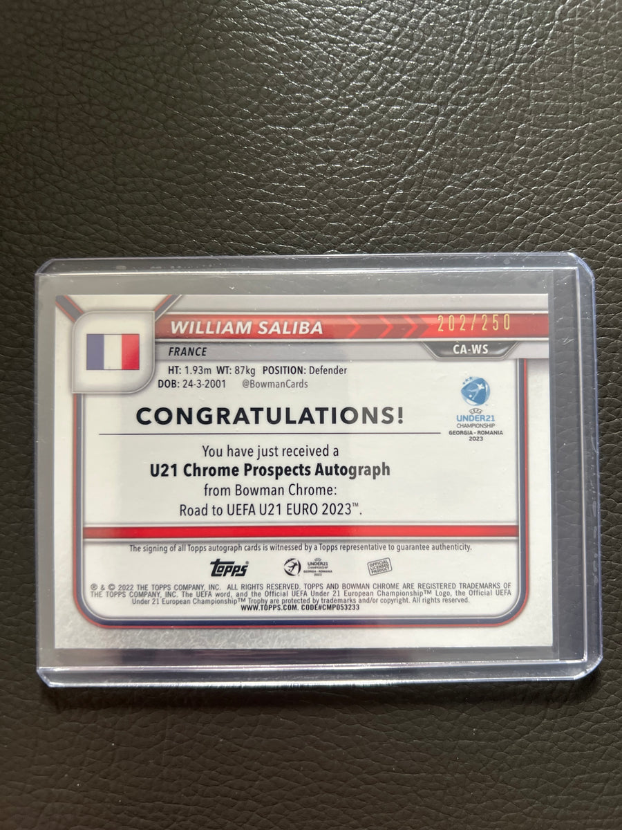 William Saliba 2022 Topps U-21 European Championship CA-WS Bowman 202/ –  The August Card Gallery